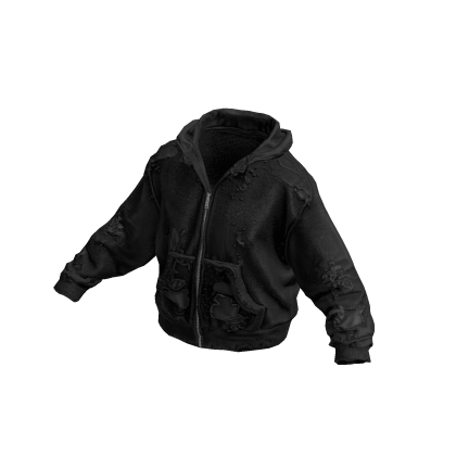 Black Thrashed Vintage Oversized Hoodie