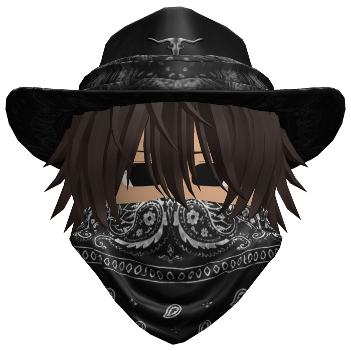 Black Cowboy Hat with Mask + Neck Scarf