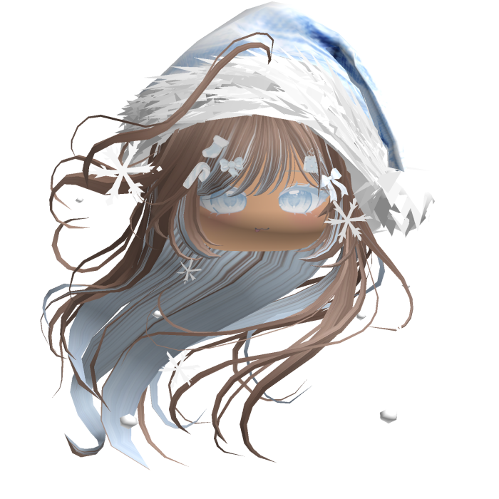 Windy Anime Hair w/Santa Hat (Milktea&Blue)