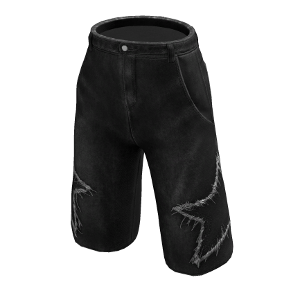 Denim Jorts Black Grunge Y2K Star Loose Shorts thumbnail