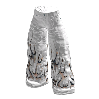 Y2K Pants Baggy Jeans White Chrome Voidsclub