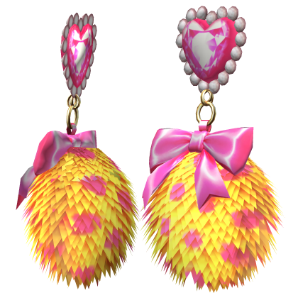 Cute Gyaru Fluffy Polka Dot Earrings Yellow Pink