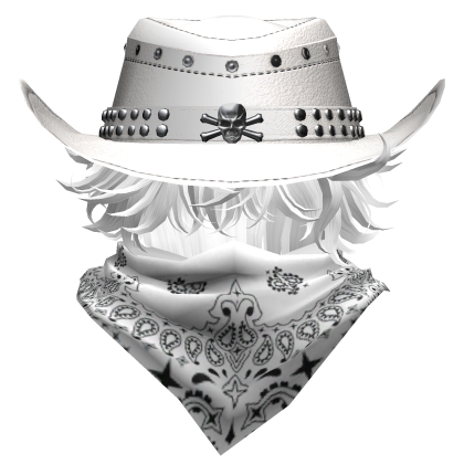 White Gothic Cowboy Hair w/ Neck Scarf