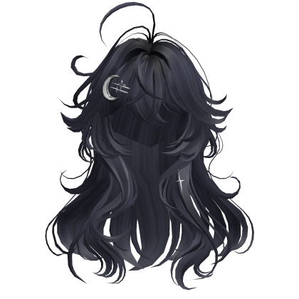 Cute Anime Girl Hair w/ Moon Clips (Dark Blue)
