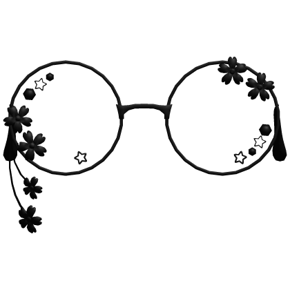 Black Cute Shy Round Flower Glasses