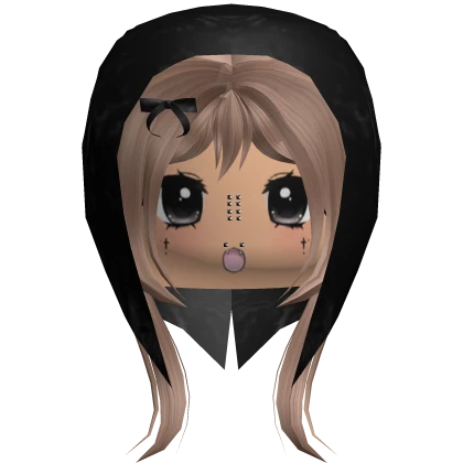 Doll Brown Cute Wispy Tuft Hair w/ Hood & Face Roblox item thumbnail