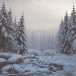 .{ The Snowy Forest }.