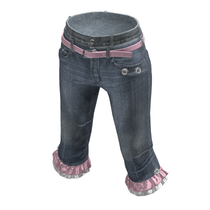 💗 Y2K Layered Trim Belted Capris _ Skyblue thumbnail