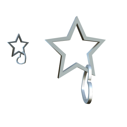 Silver Star Heart Earrings