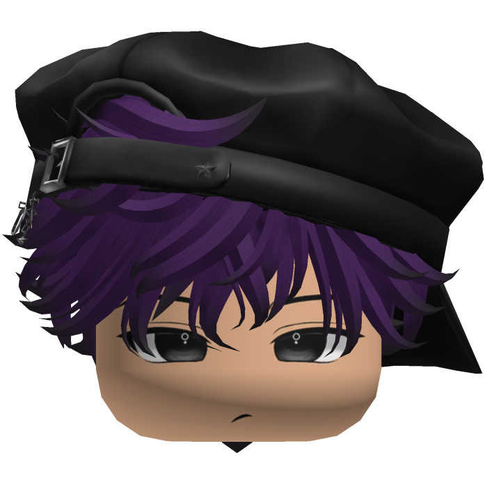 Cute Boy black purple hair with a cap Y2K