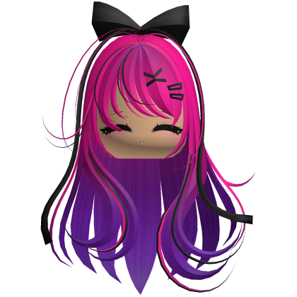 Beautiful Girl with Long Hair, Cute Bow & Lashes