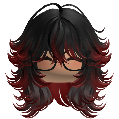 Wolfcut with Blush Face & Glasses (Black & Red)