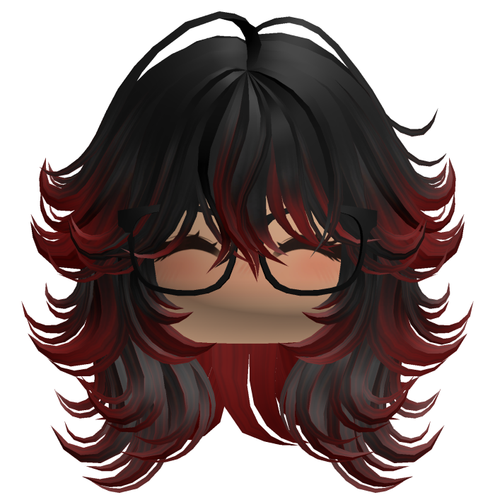 Wolfcut with Blush Face & Glasses (Black & Red)