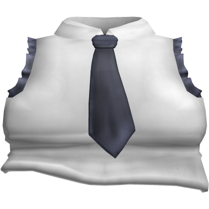 Simple cute ruffled messy top with navy blue tie