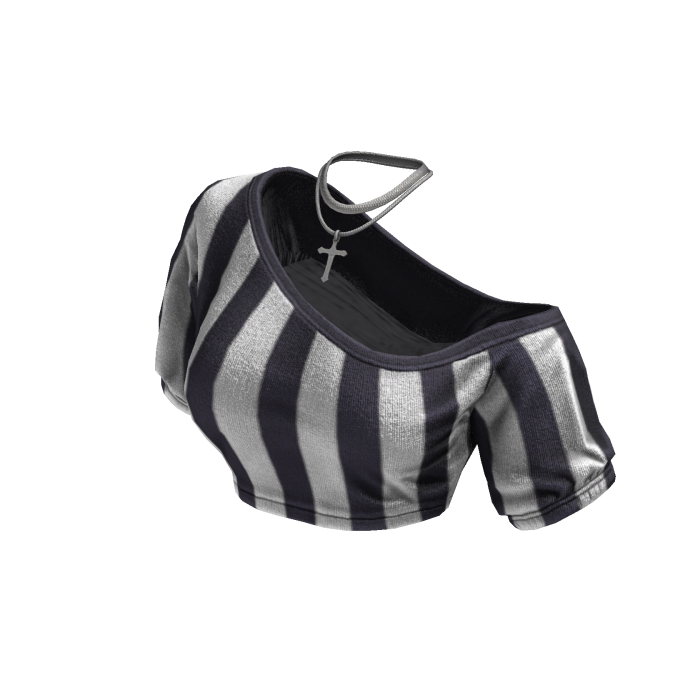 Cozy Off ShoulderStripedTopNecklace(WhiteBlueGrey)