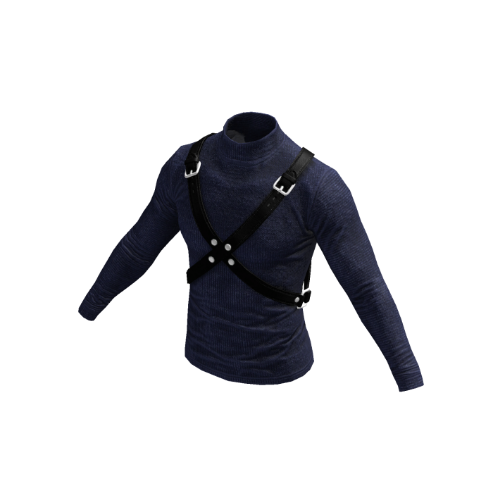 Blue Knit Strapped Harness Sweater