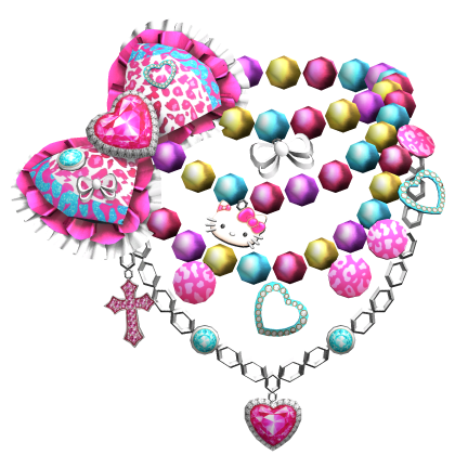Harajuku Gyaru Bow Charm Necklace Cyan Pink Yellow