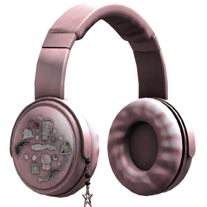 Cute Y2K Sticker Headphones (Pink)