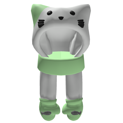 Cute Kawaii Green Cat Neko Hood Scarf Roblox item