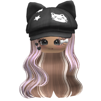 Colorful Milktea Kitty Ears Cap Wavy Hair
