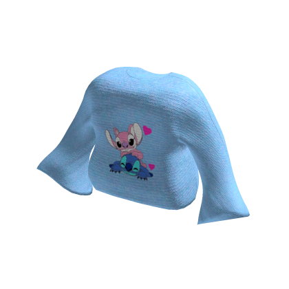 Blue Stitch Pink Angel Couple Alien Bunny Sweater thumbnail