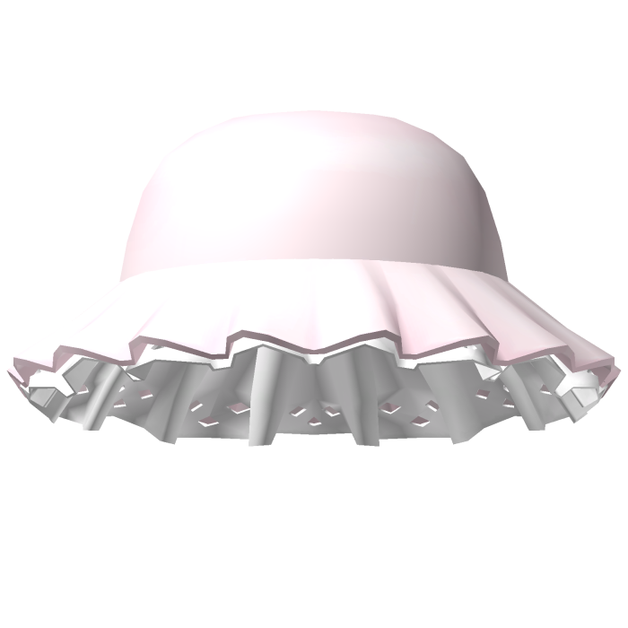 cute ruffled bucket hat in pink & white