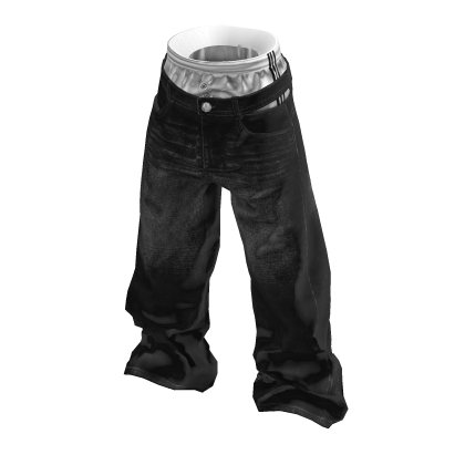 💗Y2K LAYERED BAGGY JEANS_BLACK