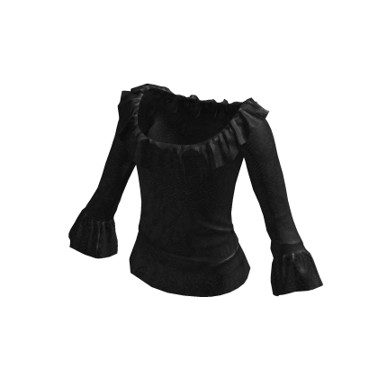 vintage off-shoulder ruffled blouse (black)
