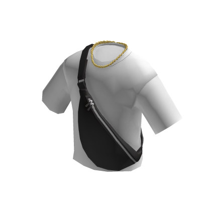 White T-Shirt w/ a Crossbody Bag & Gold Curb Chain