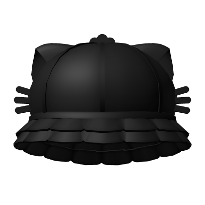 ⪩ ⪨ black kawaii ruffled cat bucket hat Roblox item