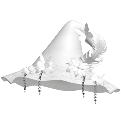 Halloween Magical Witch Hat w Flowers White Roblox item