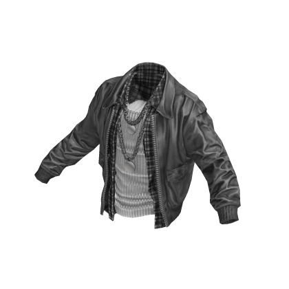 Gray Leather Jacket Layered w/ Flannel