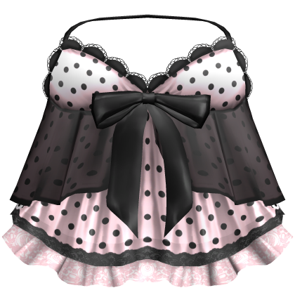 ⊹ Cutesy Pink Polka Dot Lace Flowy Dress