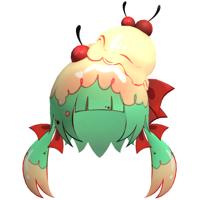 Toon Lowpoly Ice Cream Sunday Girl Hair