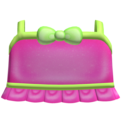 ♡ bright pink & green tweencore bow ruffled top Roblox item