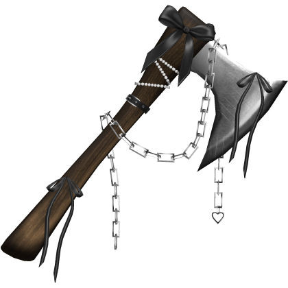 Goth Ribbon Chained Axe In Brown