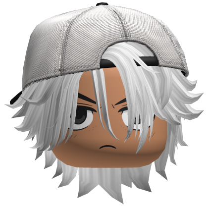 Wavy White Emo Boy Tucked Cap Anime Chill Glare Roblox item
