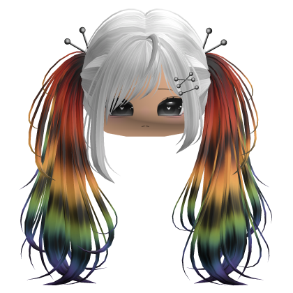 Rainbow Raccoon Y2K Emo Punk Pigtails w/ Pins