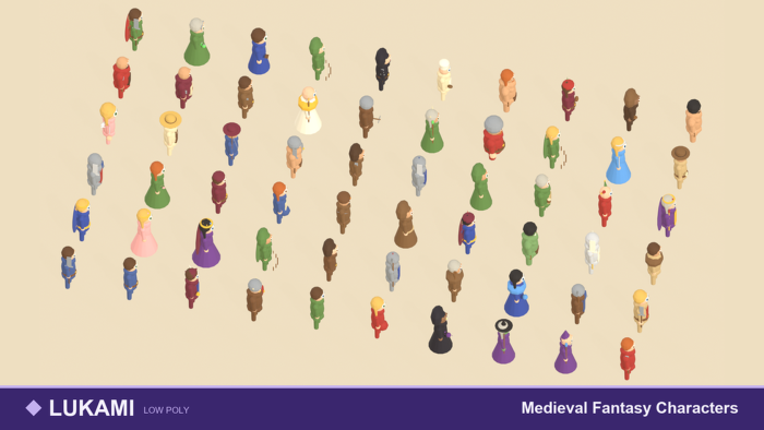 Low Poly Medieval Fantasy Characters RPG NPC x60 preview 1