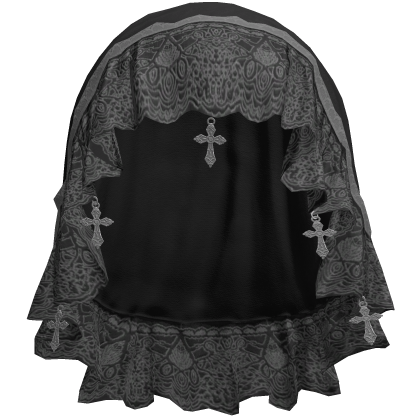 Black & Silver Emo Gothic Lace Veil w/ Charm Roblox item