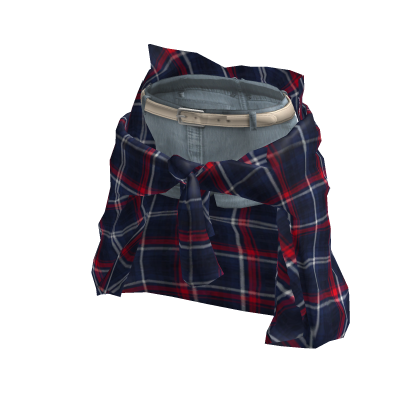 ✅🔥Mini Denim Shorts✅🔥 Plaid Shirt Around Waist