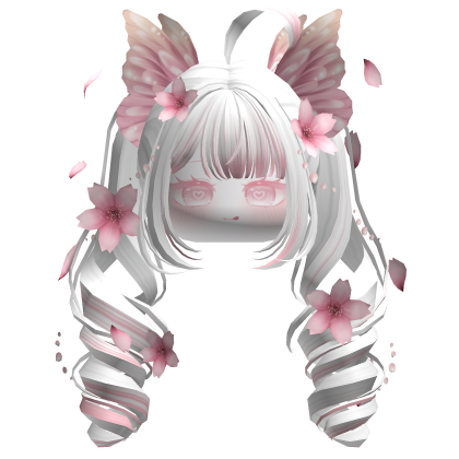 Mystical Sakura Petal Pigtails (White&Pink)