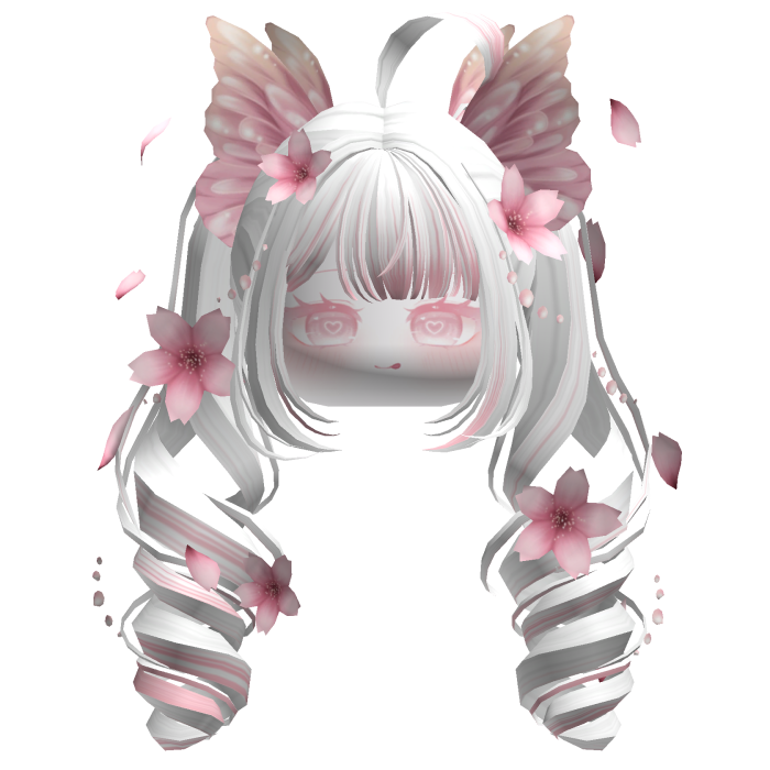 Mystical Sakura Petal Pigtails (White&Pink)