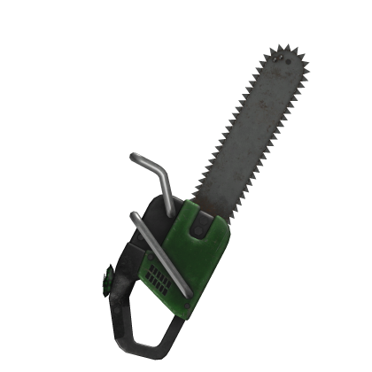 scary rusty halloween chainsaw in green