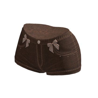 Cutesy Bow Denim Shorts brown thumbnail