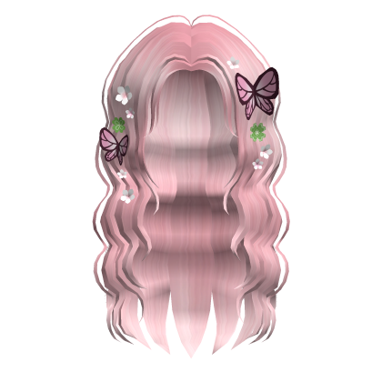 🍀Curly Hair w Butterfly(Pink) Roblox item