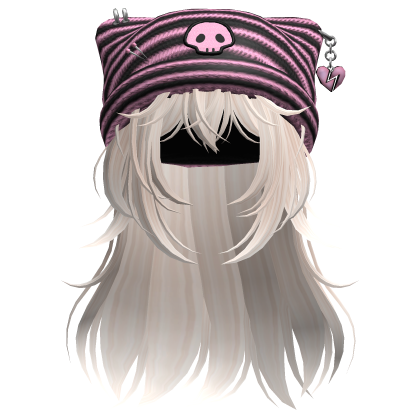 Emo Kawaii Skull Beanie W/ Wolfcut Pink V4