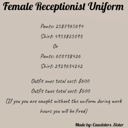 receptionist uniform