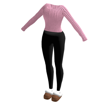 winter outfit w/ sweater and fluffy slippers thumbnail