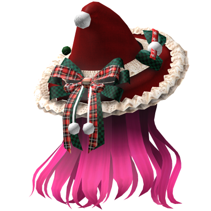 Beautiful Christmas hat hairstyle (pink)